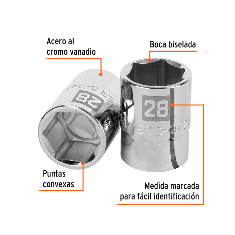 Dado de 6 puntas, cuadro 3/4" de 28mm