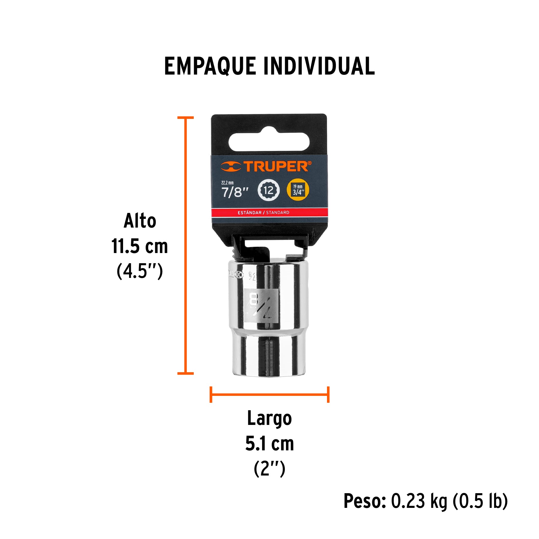 Dado de 12 puntas, cuadro 3/4" de 7/8"