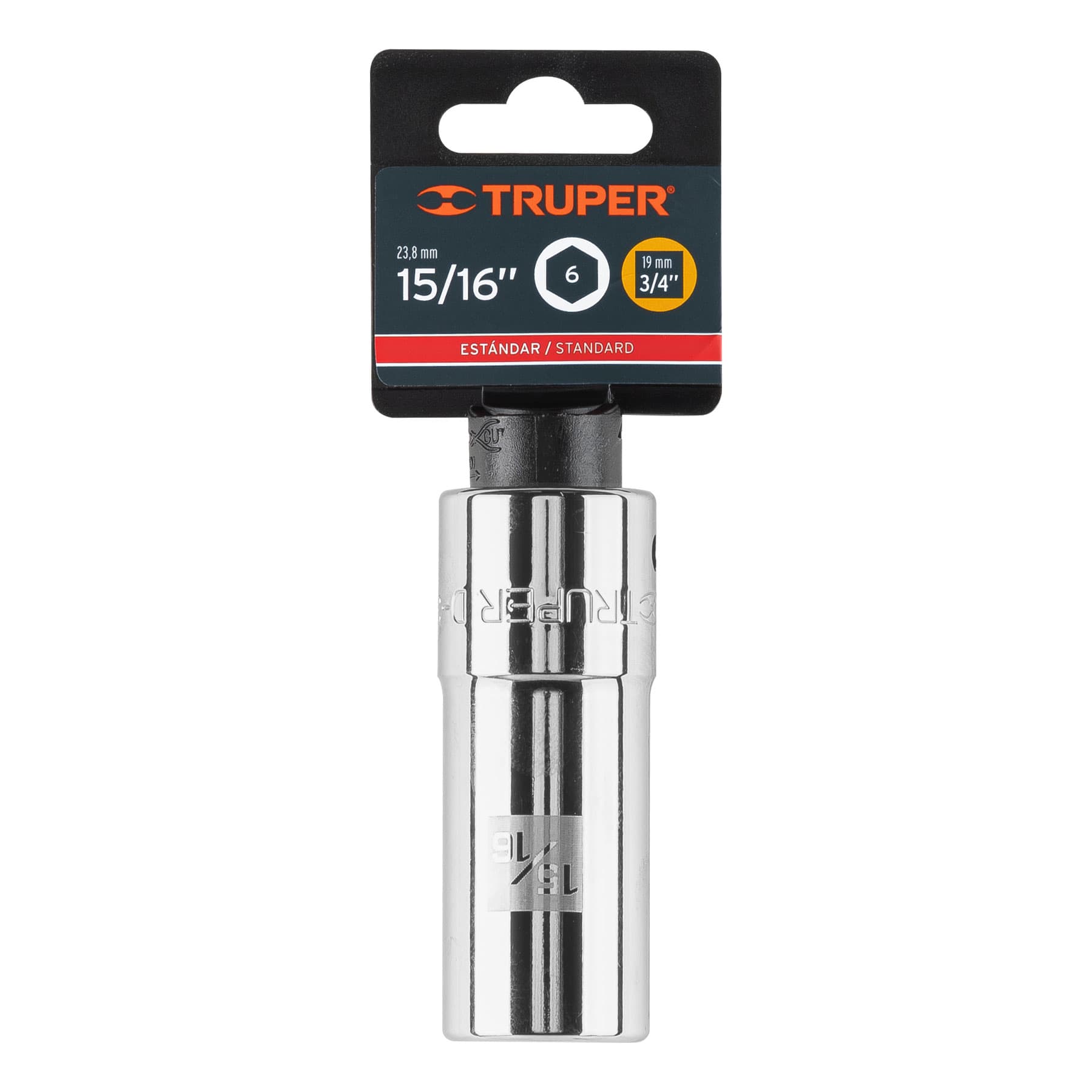 Dado de 6 puntas, largo, cuadro 3/4" de 15/16"