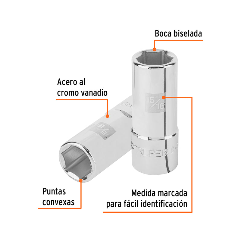 Dado de 6 puntas, largo, cuadro 3/4" de 15/16"