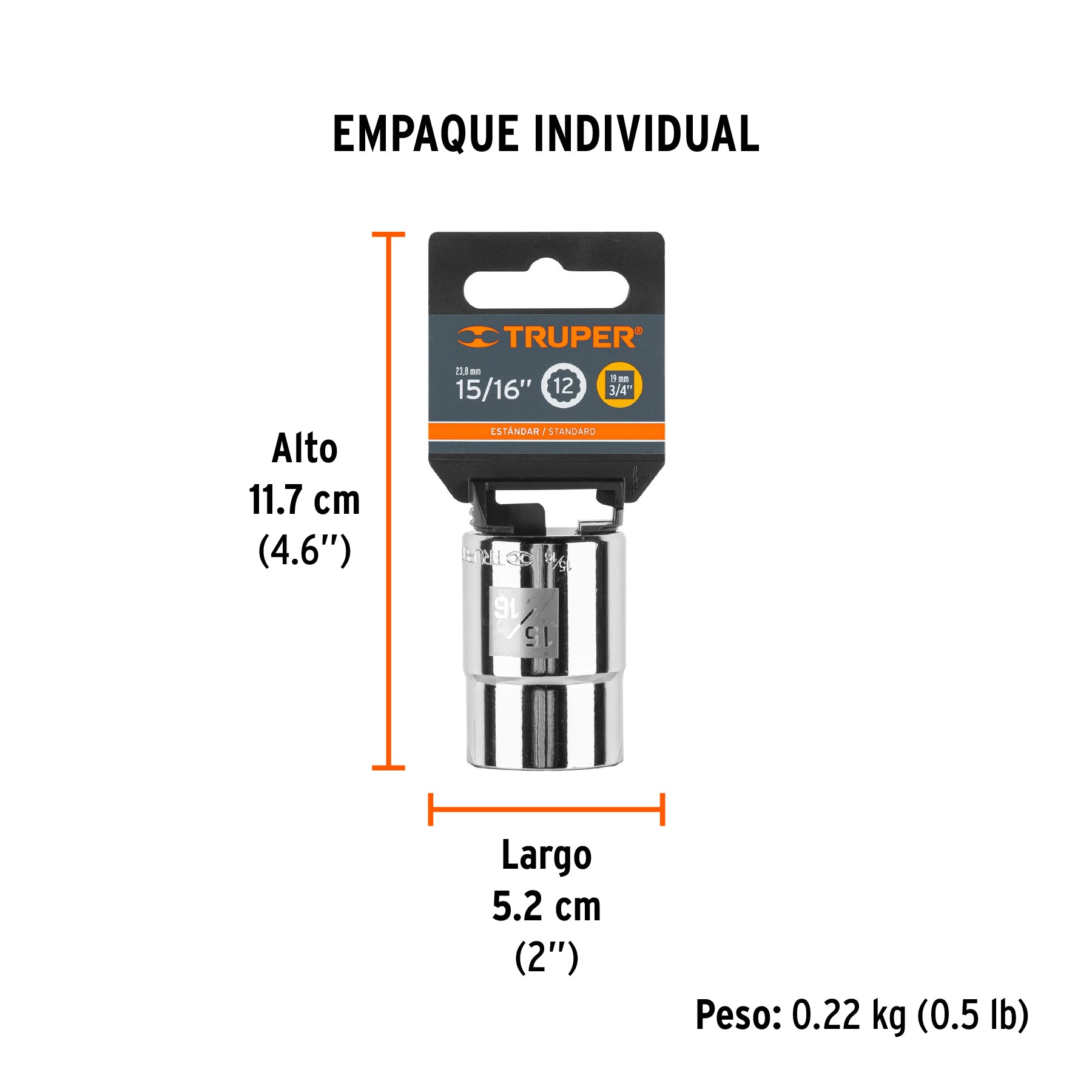 Dado de 12 puntas, cuadro 3/4" de 15/16"
