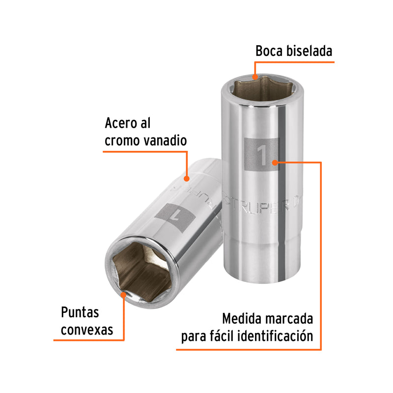 Dado de 6 puntas, largo, cuadro 3/4" de 1"
