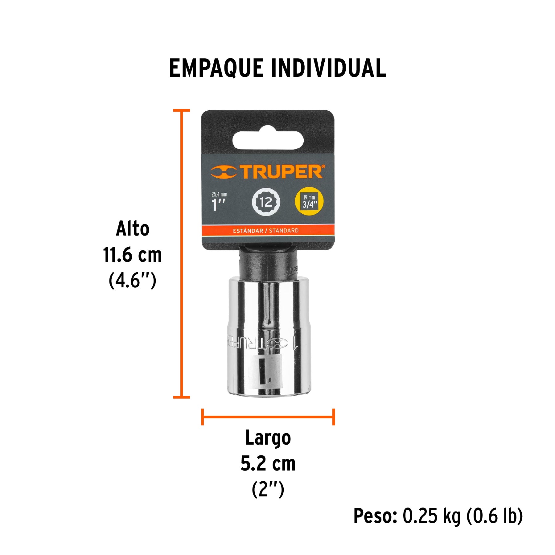 Dado de 12 puntas, cuadro 3/4" de 1"