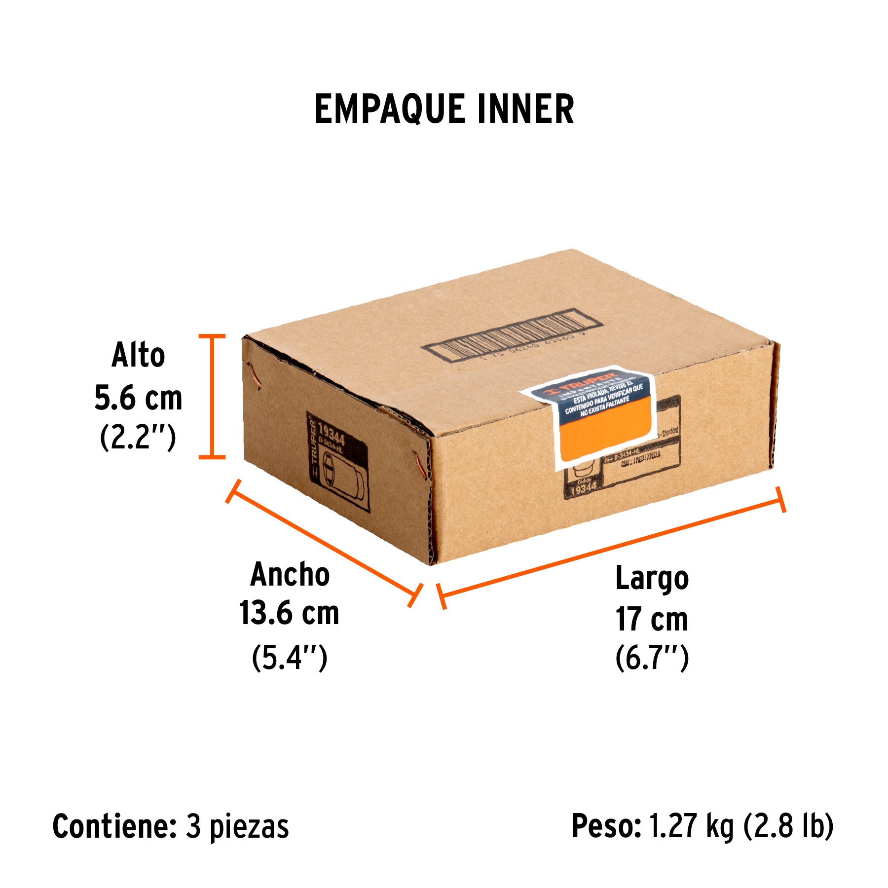 Dado de 6 puntas, largo, cuadro 3/4" de 1-1/16"