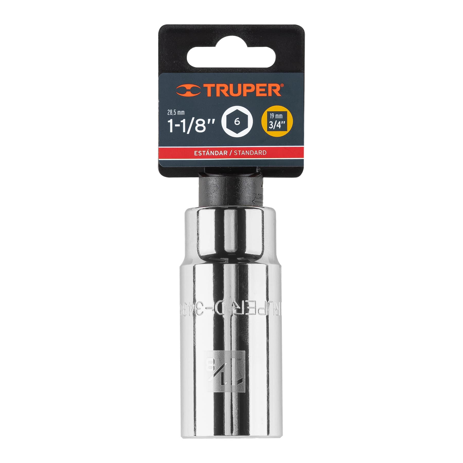 Dado de 6 puntas, largo, cuadro 3/4" de 1-1/8"