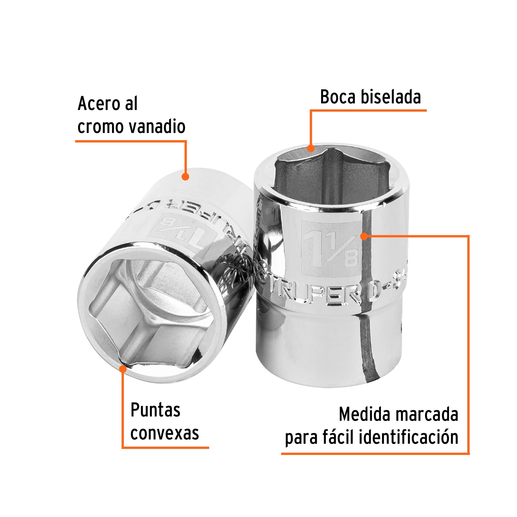 Dado de 6 puntas, cuadro 3/4" de 1-1/8"