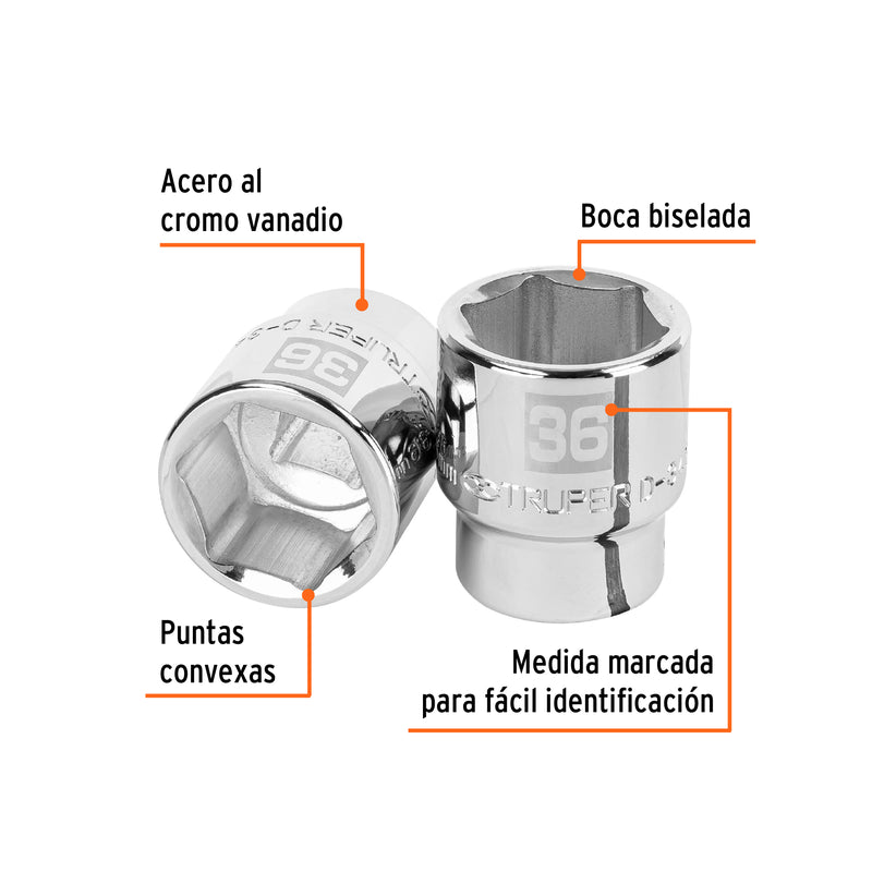 Dado de 6 puntas, cuadro 3/4" de 36mm