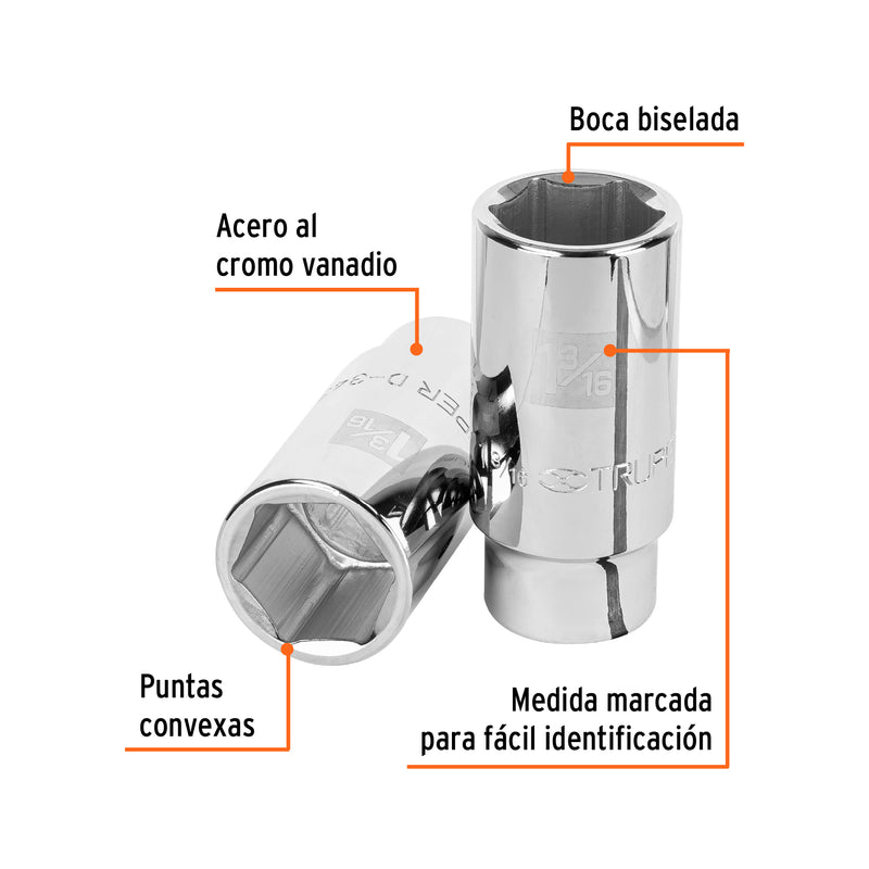Dado de 6 puntas, largo, cuadro 3/4" de 1-3/16"