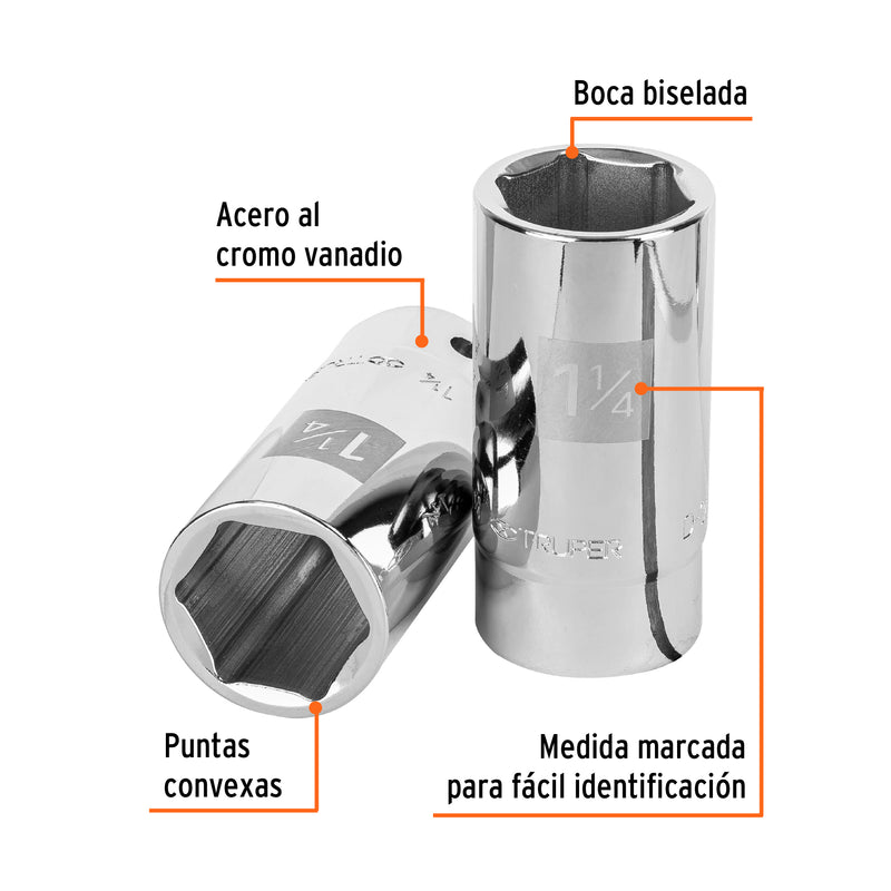 Dado de 6 puntas, largo, cuadro 3/4" de 1-1/4"