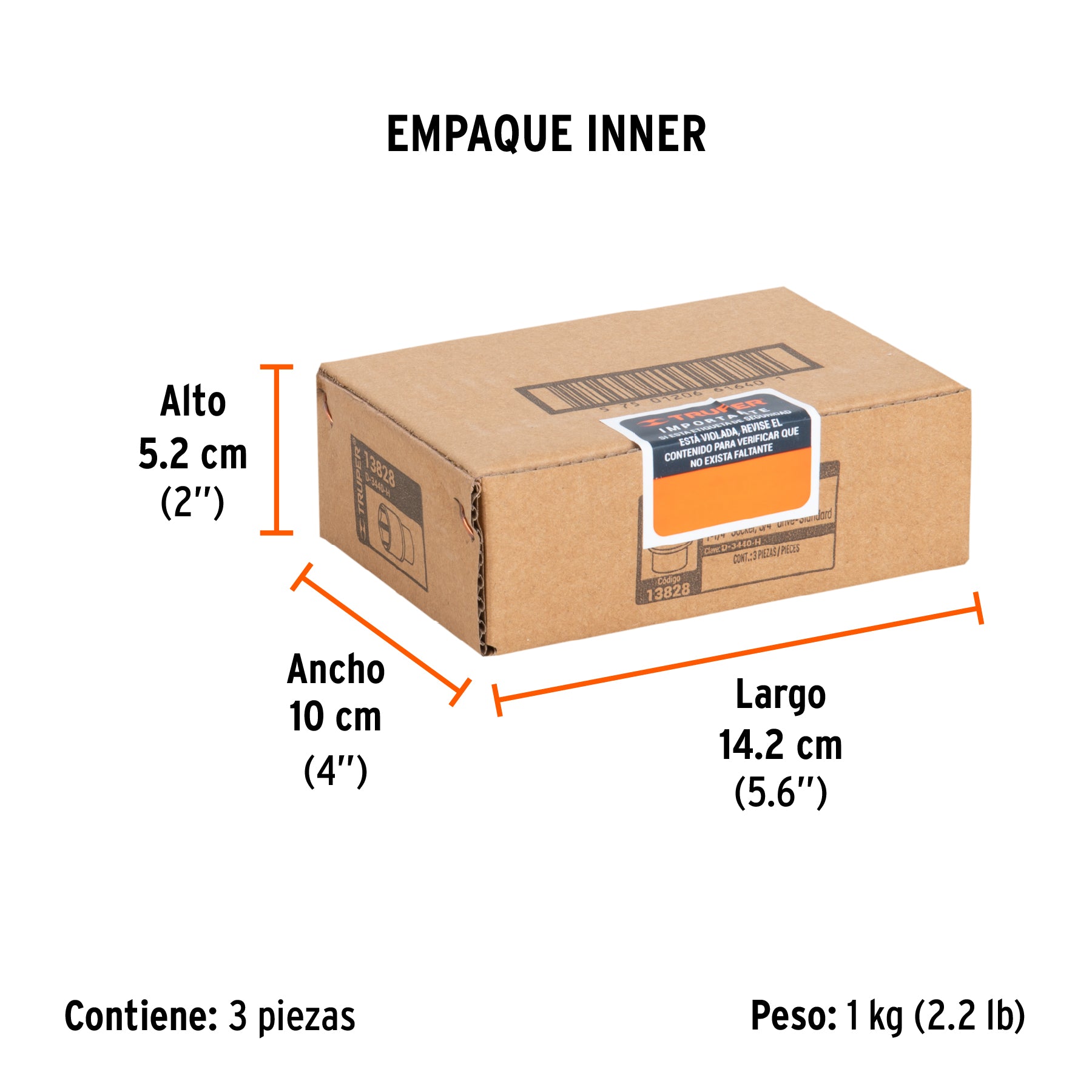 Dado de 6 puntas, cuadro 3/4" de 1-1/4"
