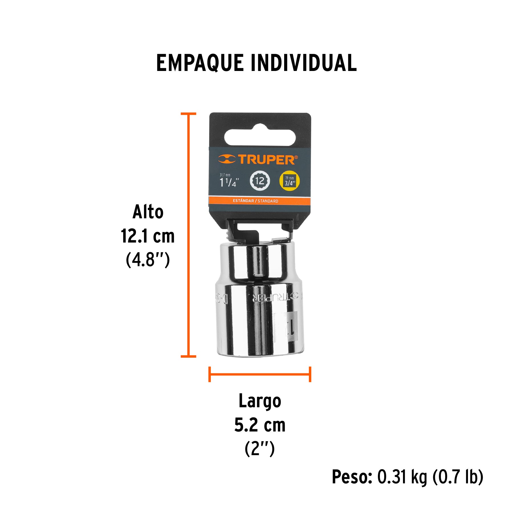 Dado de 12 puntas, cuadro 3/4" de 1-1/4"