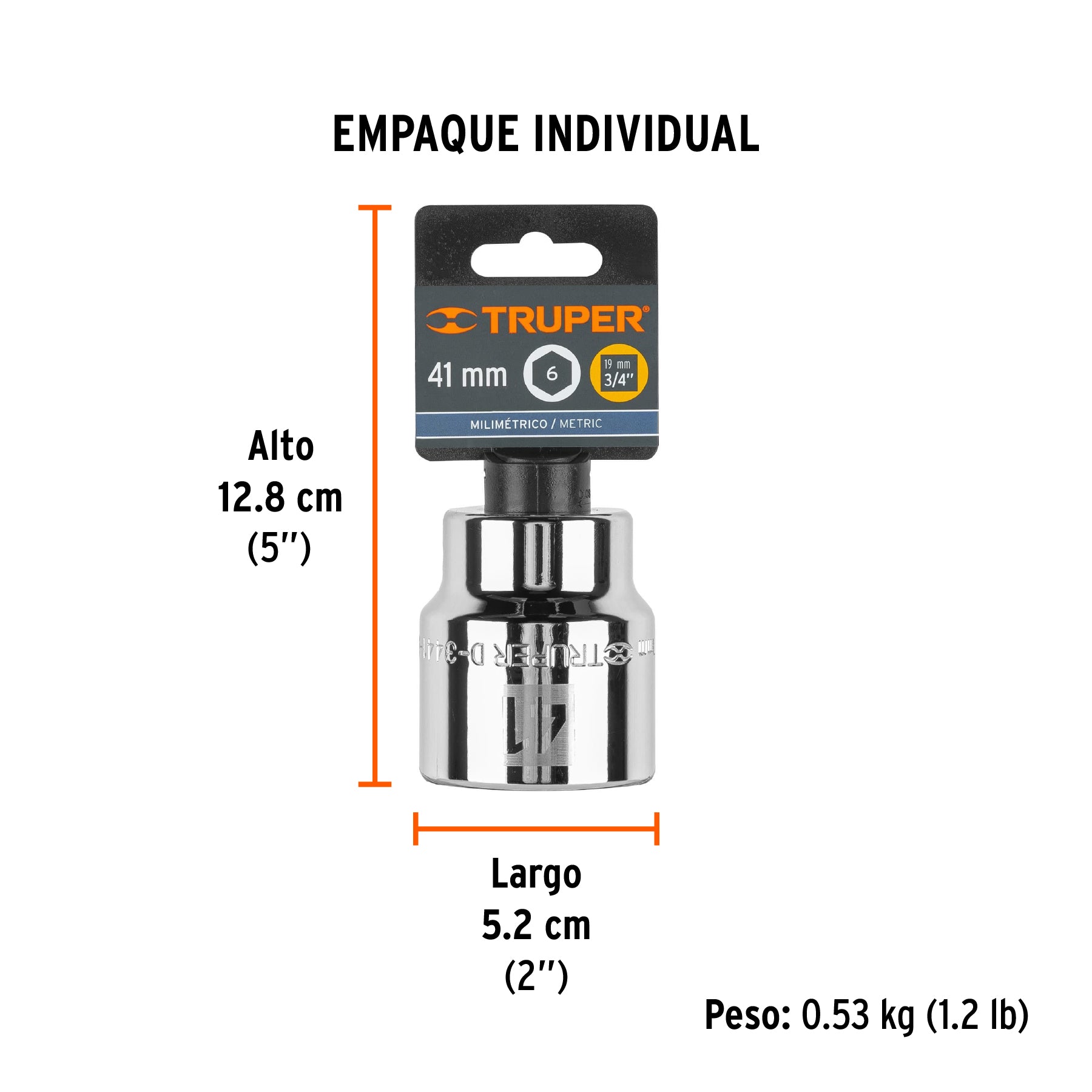 Dado de 6 puntas, cuadro 3/4" de 41mm