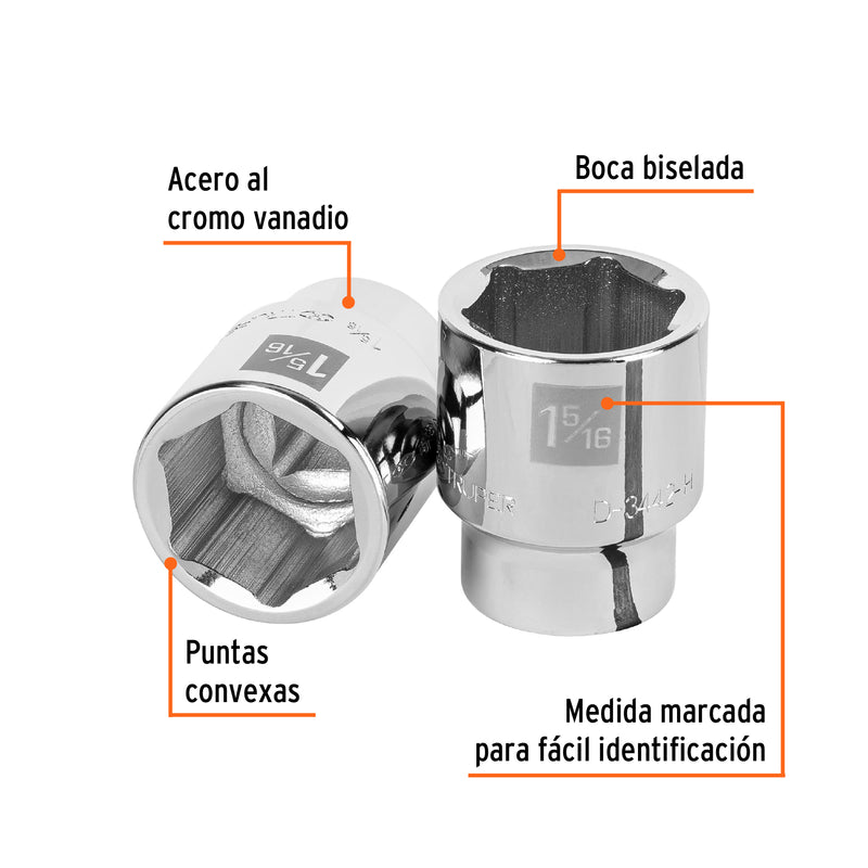 Dado de 6 puntas, cuadro 3/4" de 1-5/16"