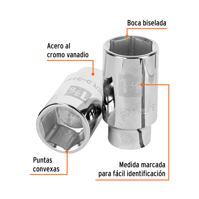Dado de 6 puntas, largo, cuadro 3/4" de 1 3/8"