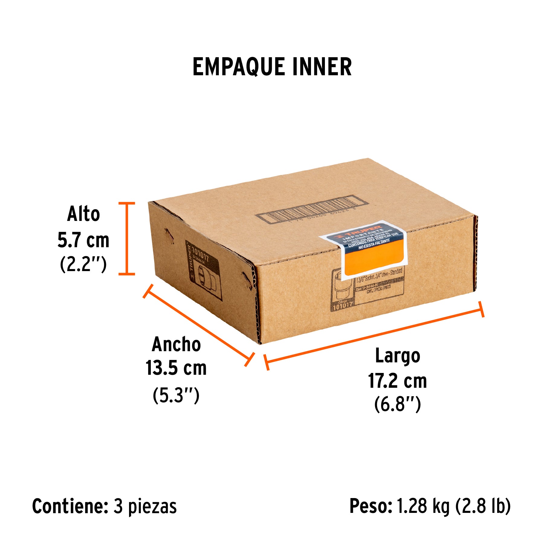 Dado de 1-3/8', 6 puntas, cuadro 3/4', Truper