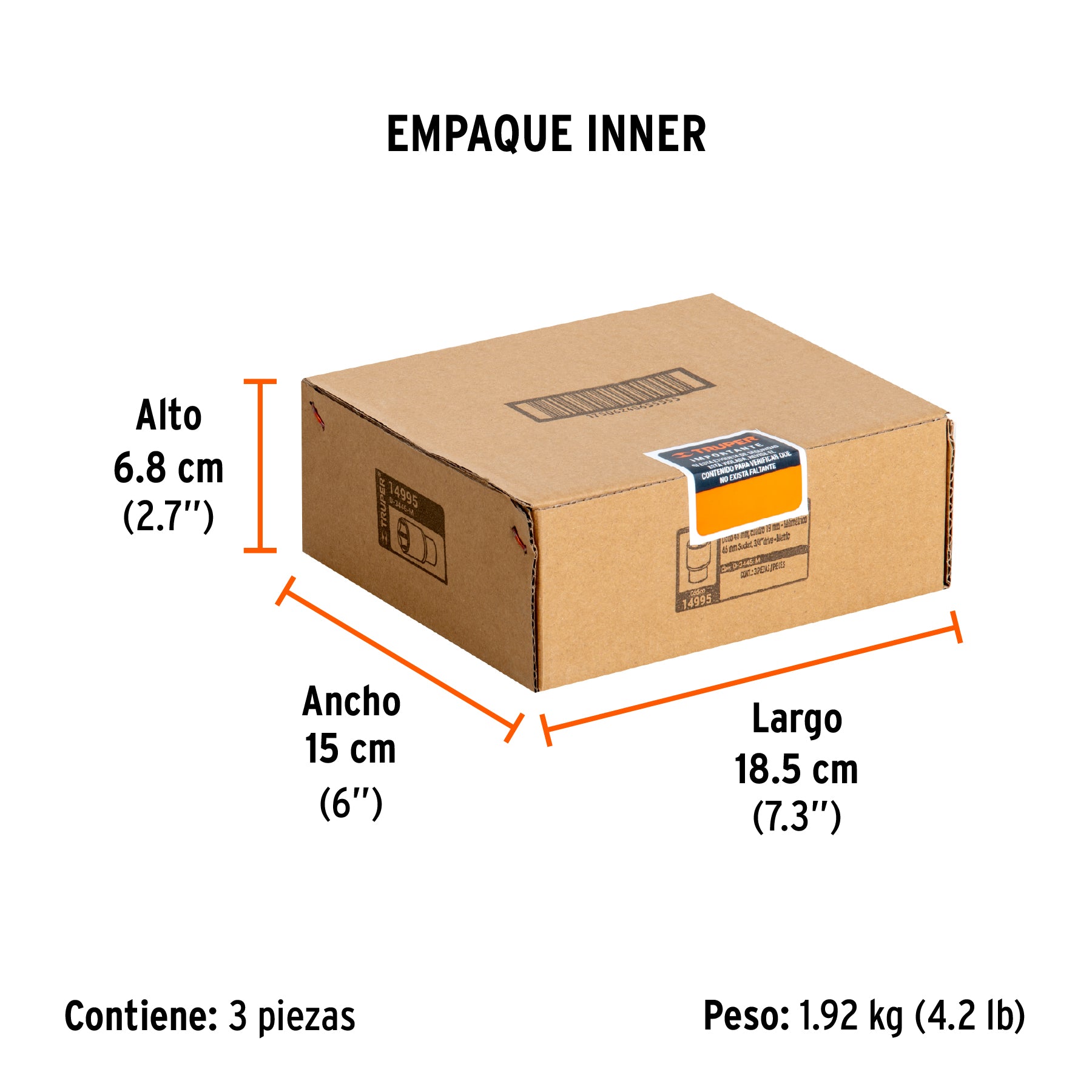 Dado de 6 puntas, cuadro 3/4" de 46mm