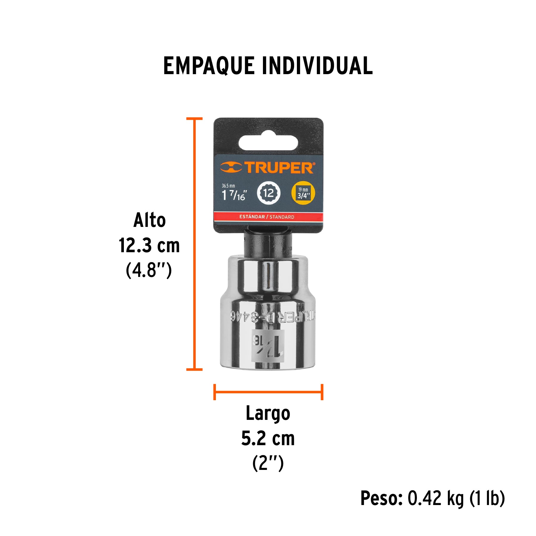 Dado de 12 puntas, cuadro 3/4" de 1-7/16"