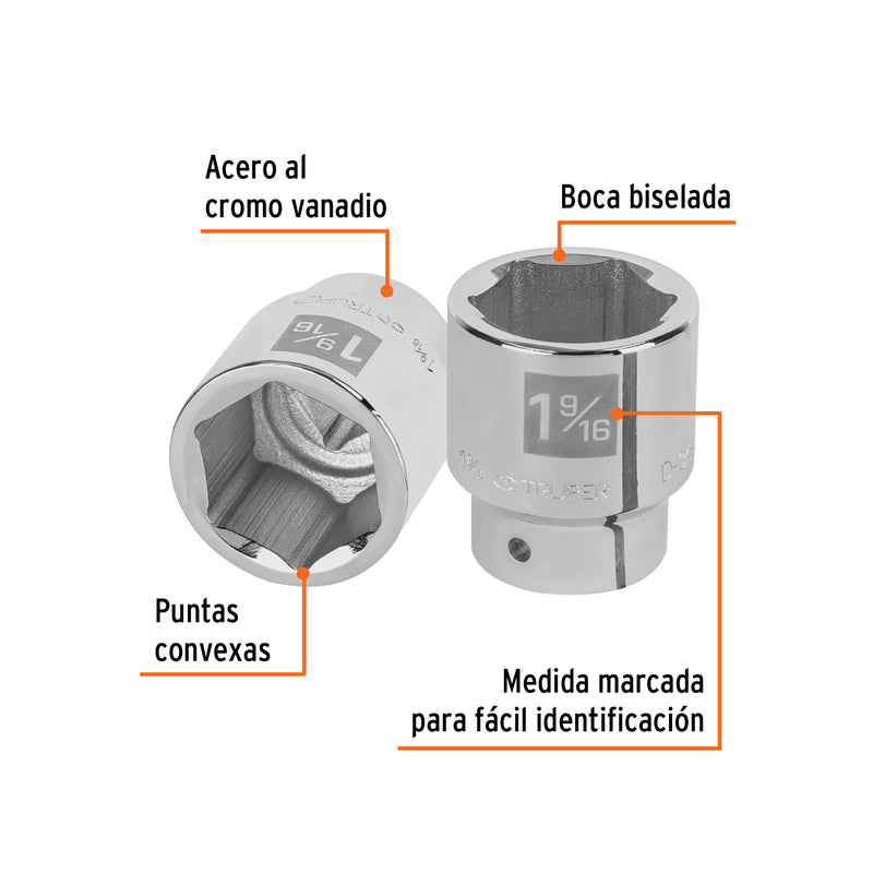 Dado de 6 puntas, cuadro 3/4" de 1-9/16"