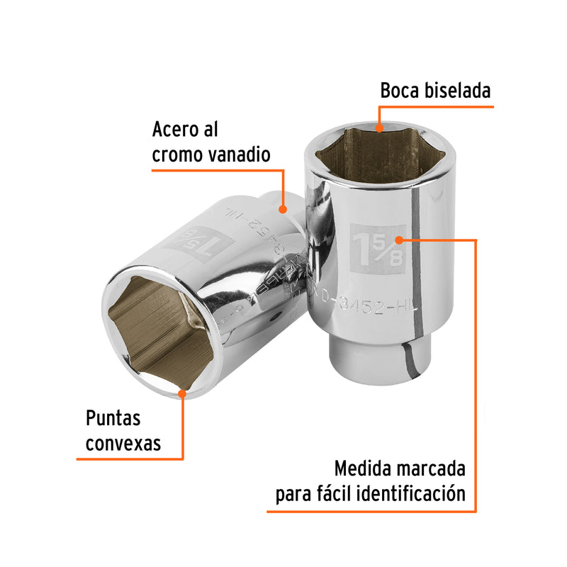 Dado de 6 puntas, largo, cuadro 3/4" de 1-5/8"