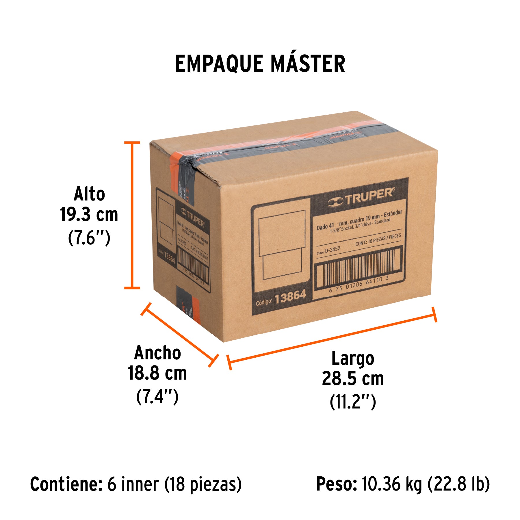 Dado de 12 puntas, cuadro 3/4" de 1-5/8"