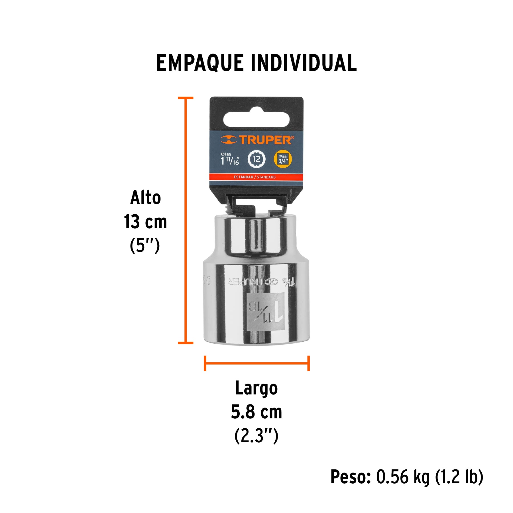 Dado de 12 puntas, cuadro 3/4" de 1-11/16"