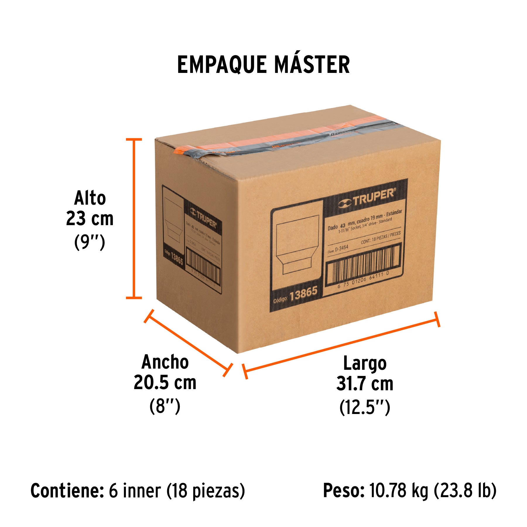 Dado de 12 puntas, cuadro 3/4" de 1-11/16"