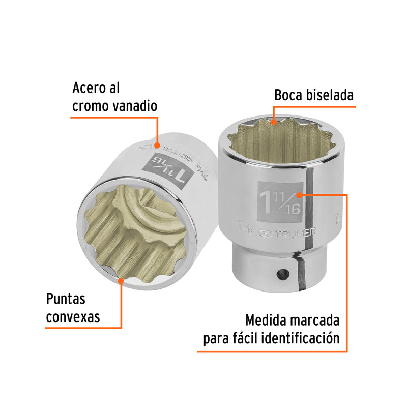 Dado de 12 puntas, cuadro 3/4" de 1-11/16"