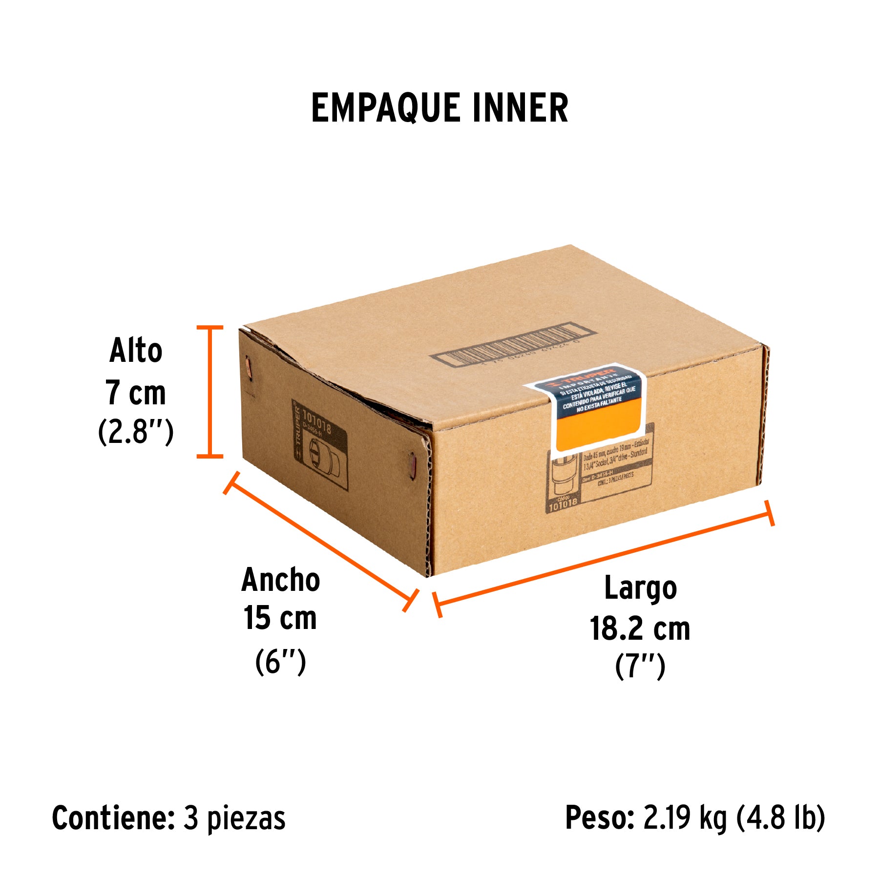 Dado de 1-3/4', 6 puntas, cuadro 3/4', Truper