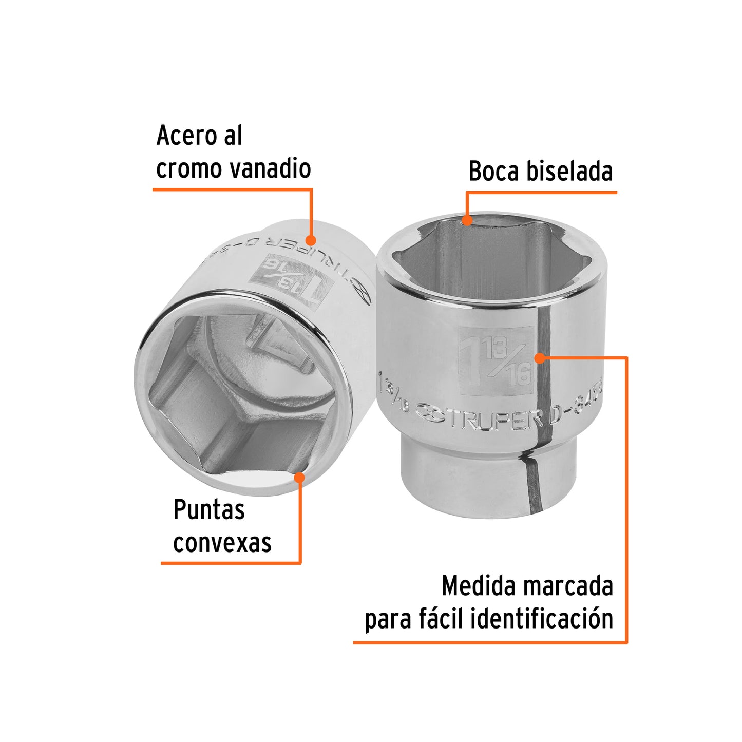 Dado de 6 puntas, cuadro 3/4" de 1-13/16"