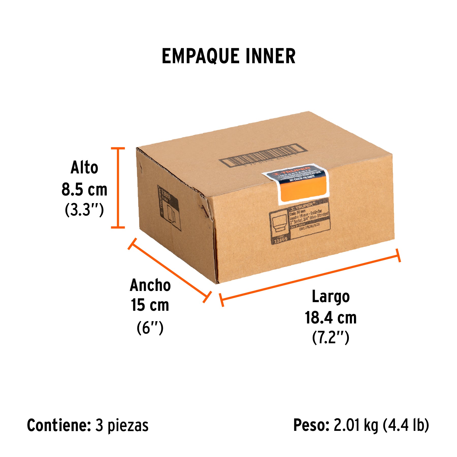 Dado de 12 puntas, cuadro 3/4" de 2"