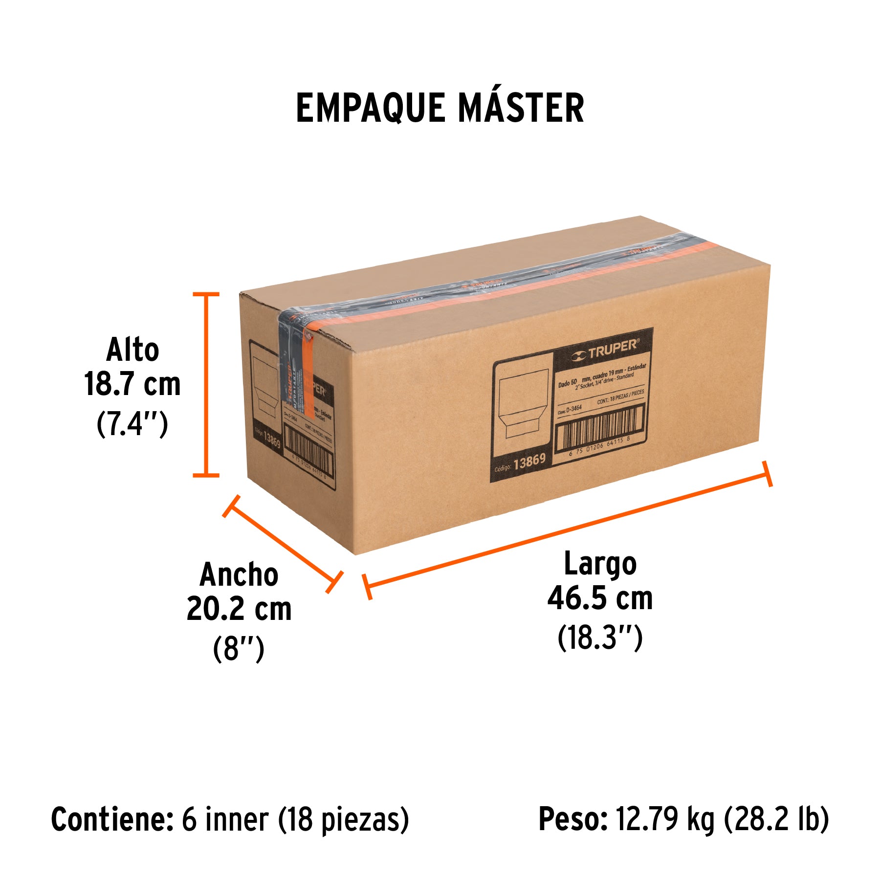 Dado de 12 puntas, cuadro 3/4" de 2"
