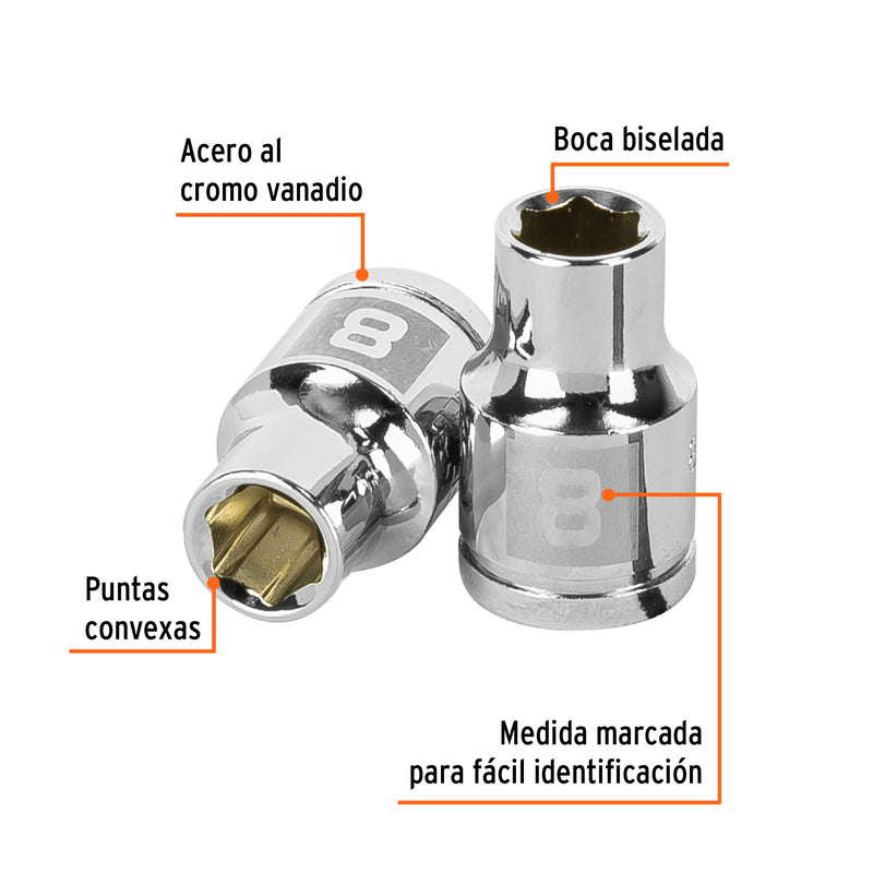 Dado de 6 puntas, cuadro 3/8", de 8mm