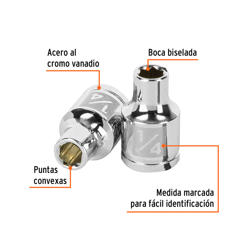 Dado de 6 puntas, cuadro 3/8" de 1/4"