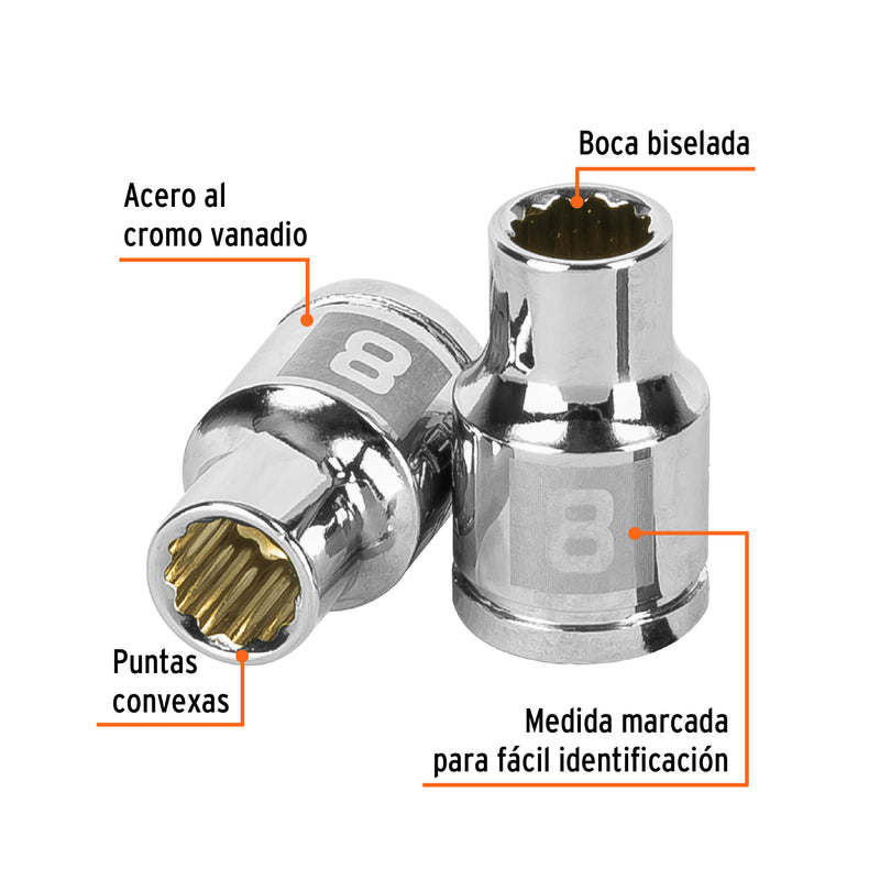 Dado de 12 puntas, cuadro 3/8" de 8mm
