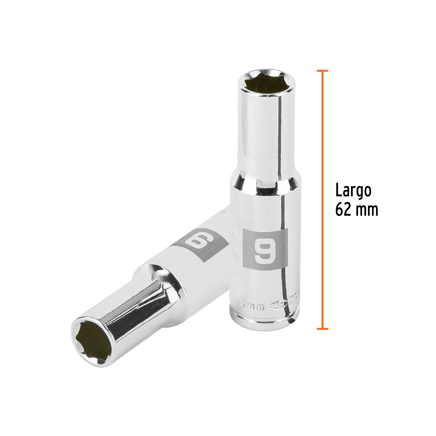Dado largo de 9 mm, 6 puntas, cuadro 3/8', Truper
