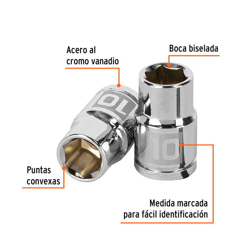 Dado de 6 puntas, cuadro 3/8", de 10mm