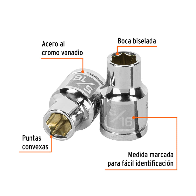 Dado de 6 puntas, cuadro 3/8" de 5/16"
