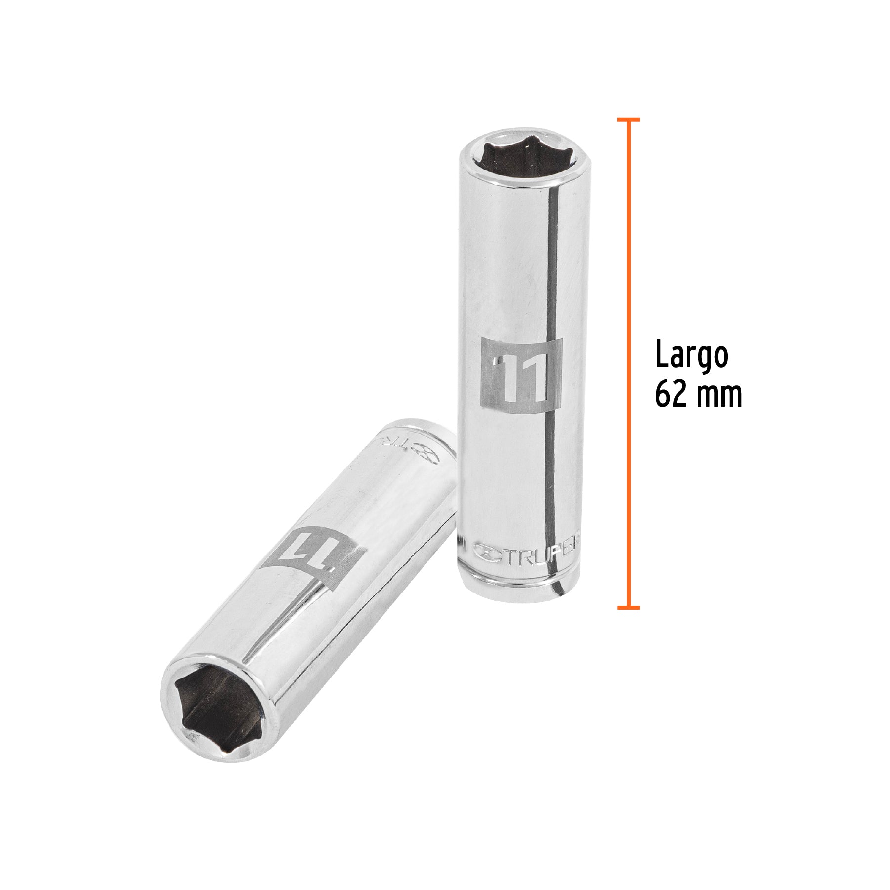 Dado de 6 puntas, largo, cuadro 3/8" de 11mm