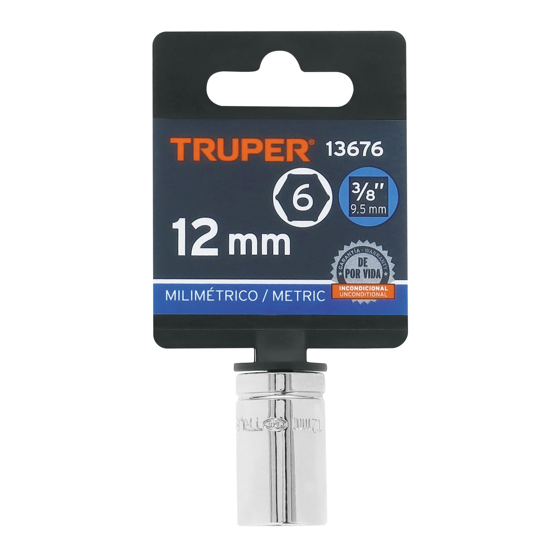 Dado de 6 puntas, cuadro 3/8", de 12mm