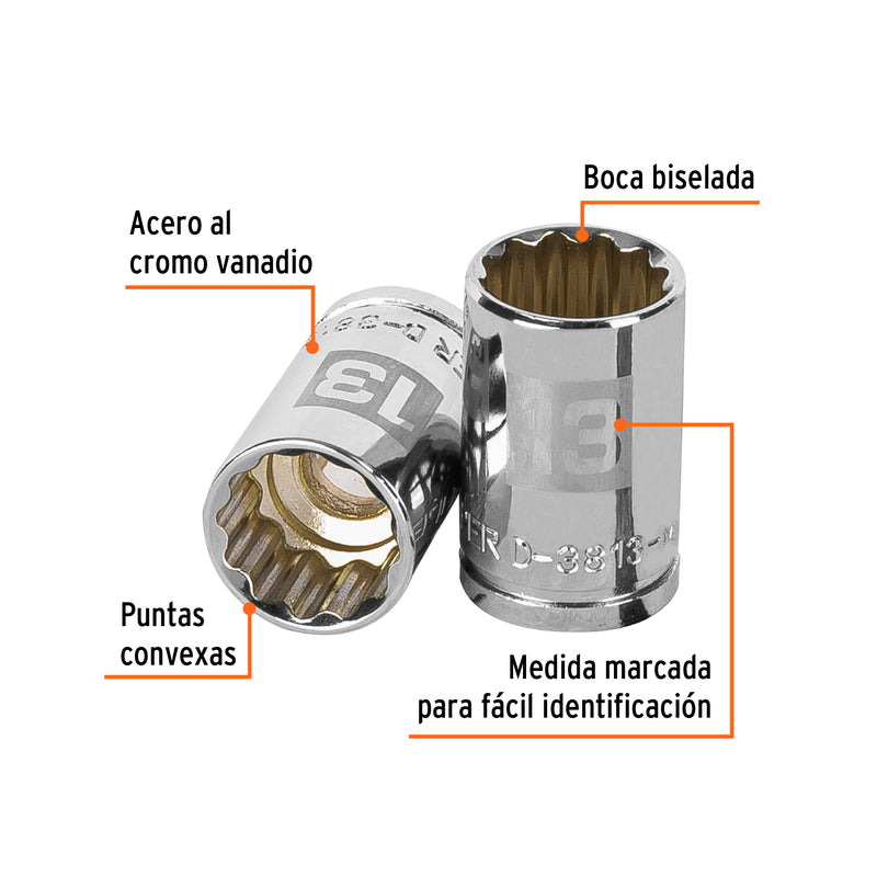 Dado de 12 puntas, cuadro 3/8" de 13mm