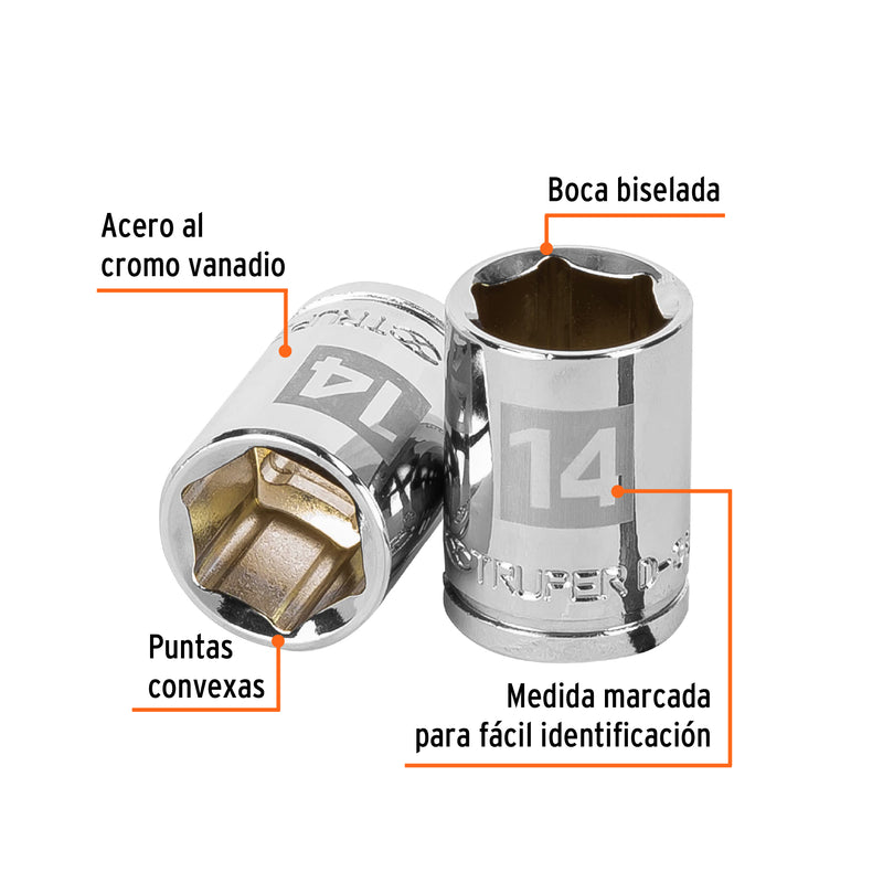 Dado de 6 puntas, cuadro 3/8", de 14mm