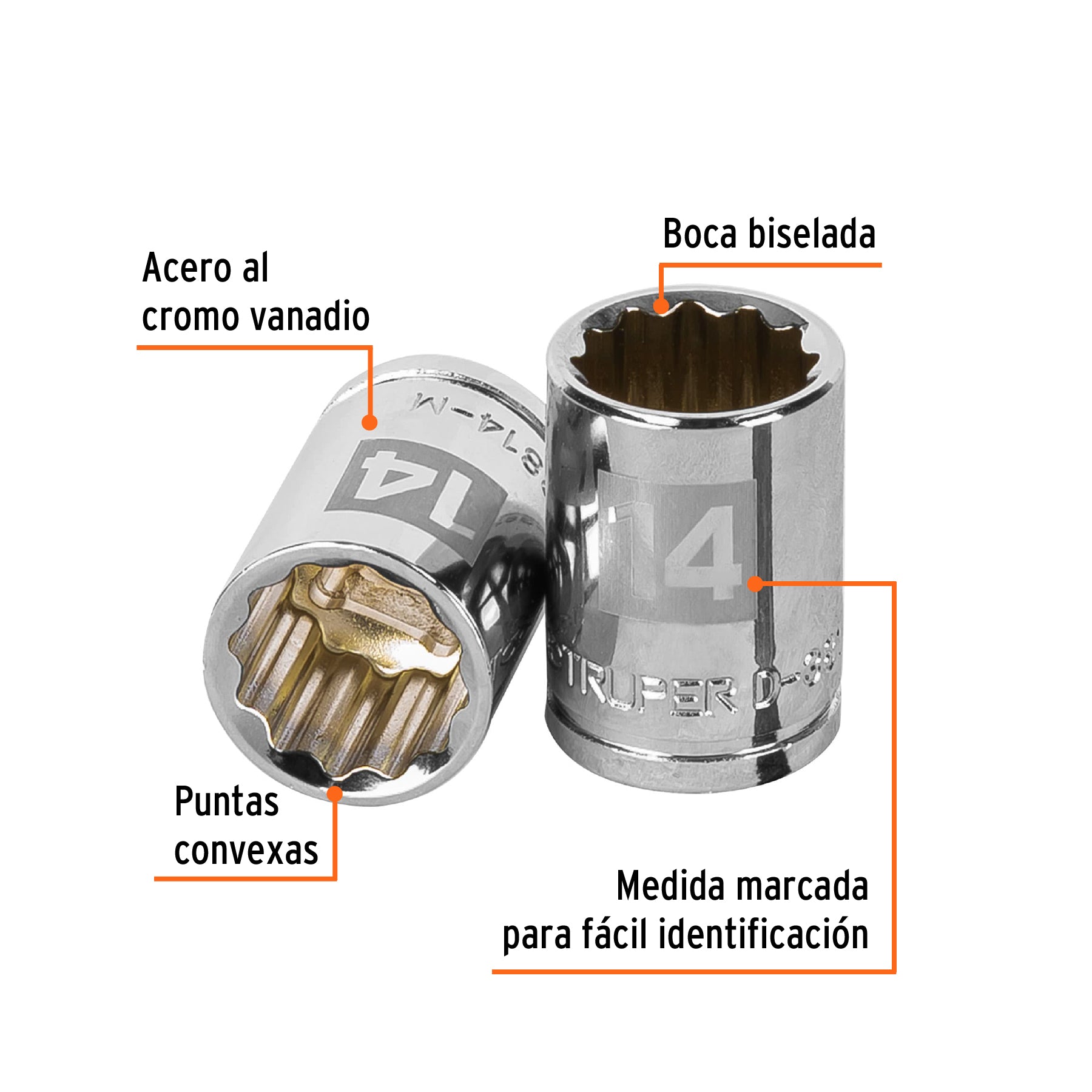 Dado de 12 puntas, cuadro 3/8" de 14mm