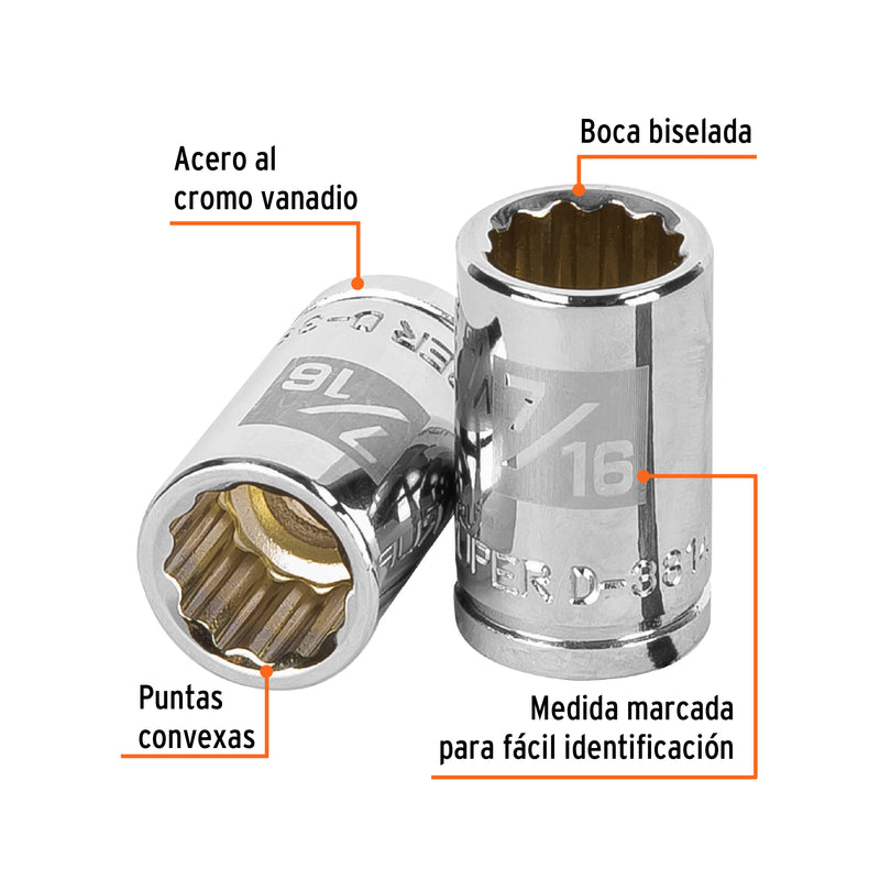 Dado de 12 puntas, cuadro 3/8" de 7/16"
