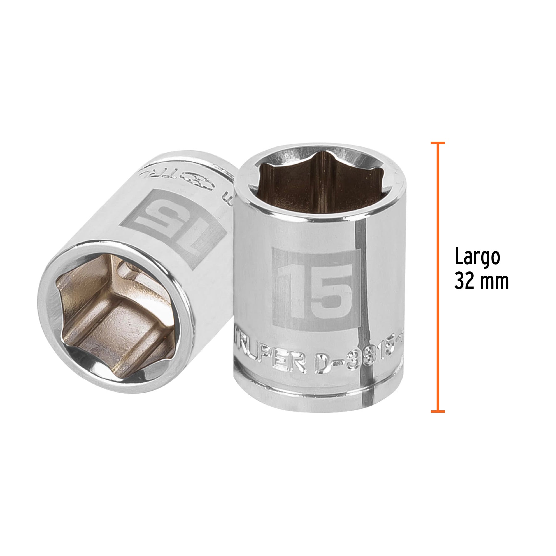 Dado de 6 puntas, cuadro 3/8", de 15mm