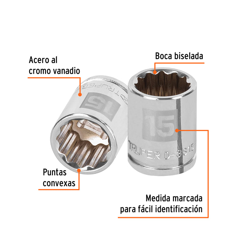 Dado de 12 puntas, cuadro 3/8" de 15mm