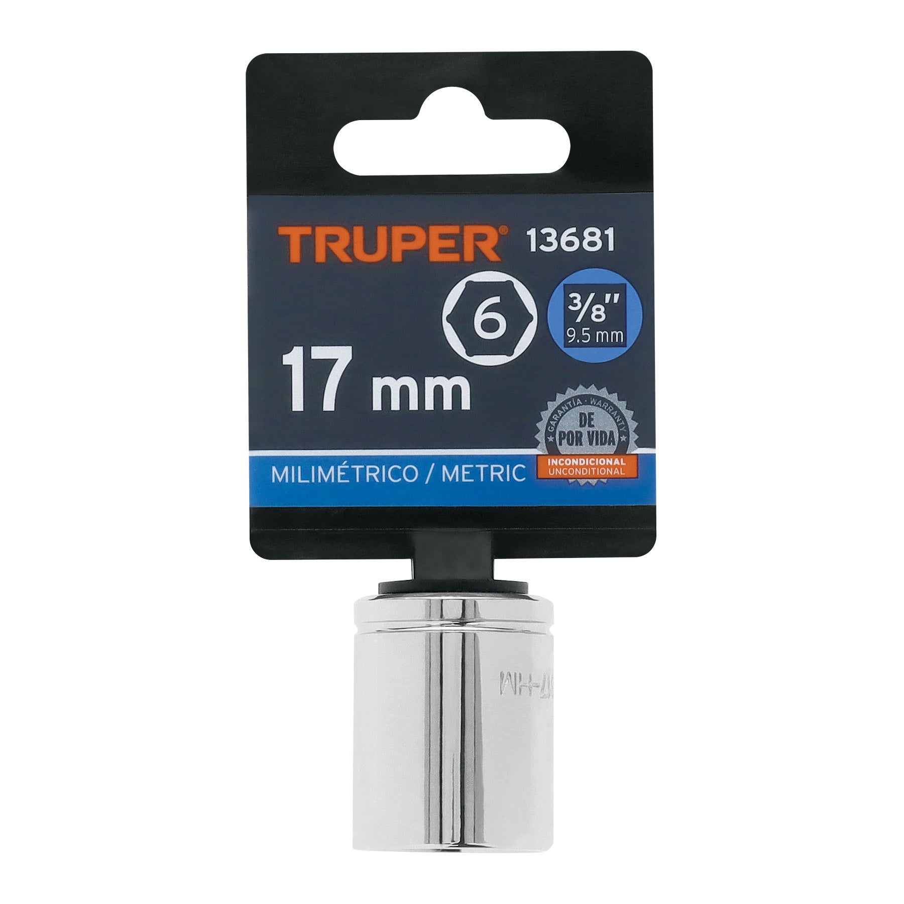 Dado de 6 puntas, cuadro 3/8", de 17mm