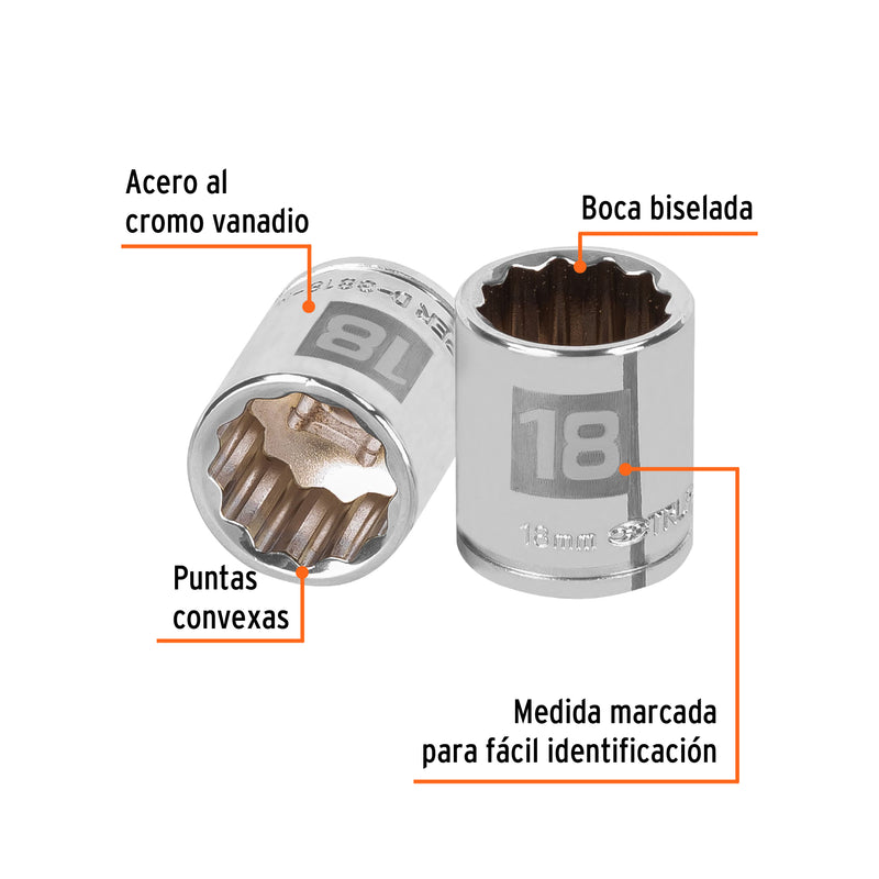 Dado de 12 puntas, cuadro 3/8" de 18mm