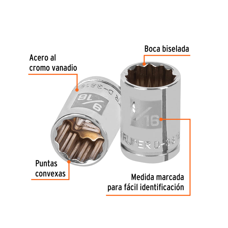 Dado de 12 puntas, cuadro 3/8" de 9/16"