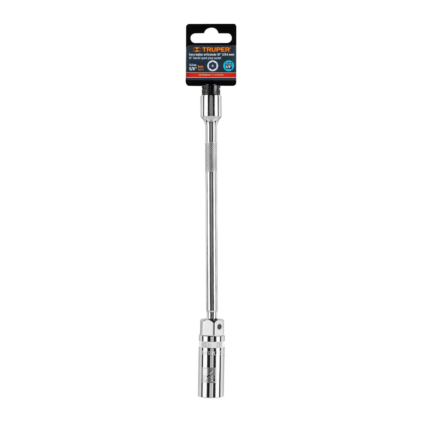 Dado p/bujías 5/8" articulado con extensión 10", cuadro 3/8"