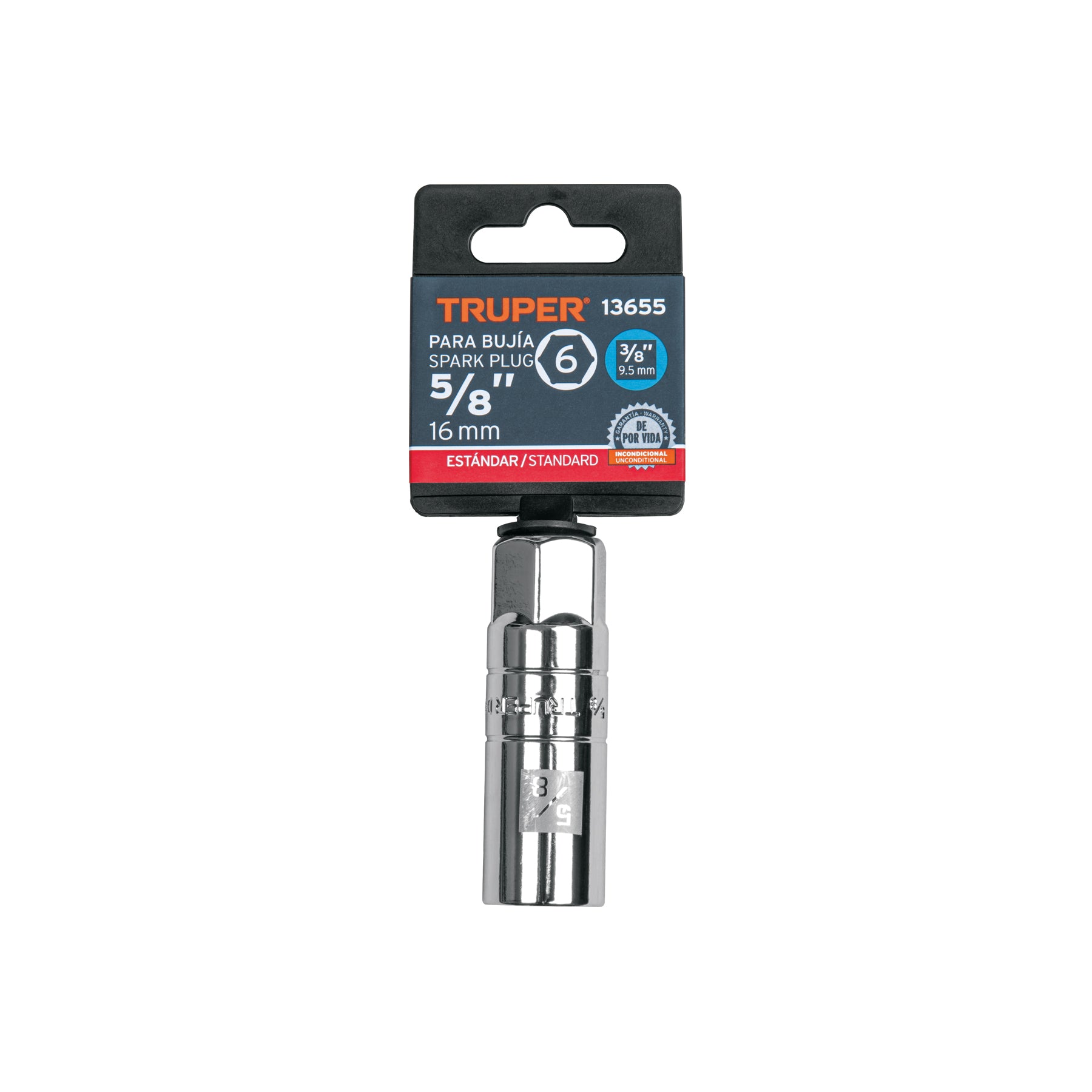 Dado de 6 puntas de 5/8" para bujías, cuadro 3/8"